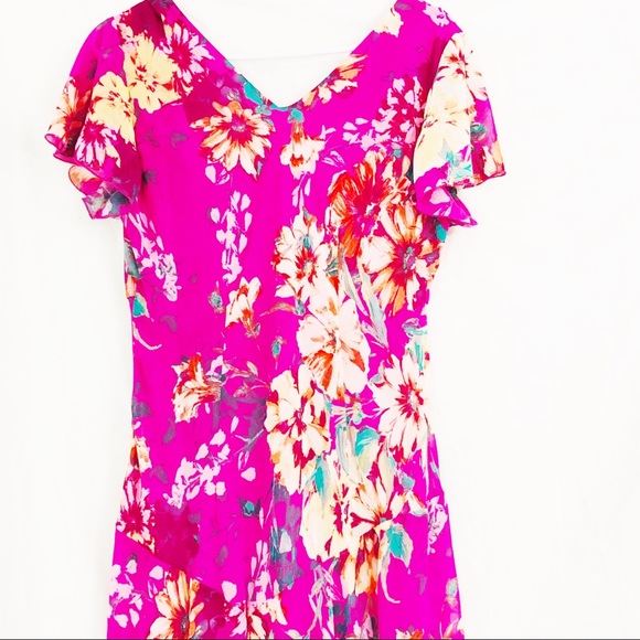 Madison Leigh Pink Floral Maxi Flow Dress Size 14 - Picture 8 of 9